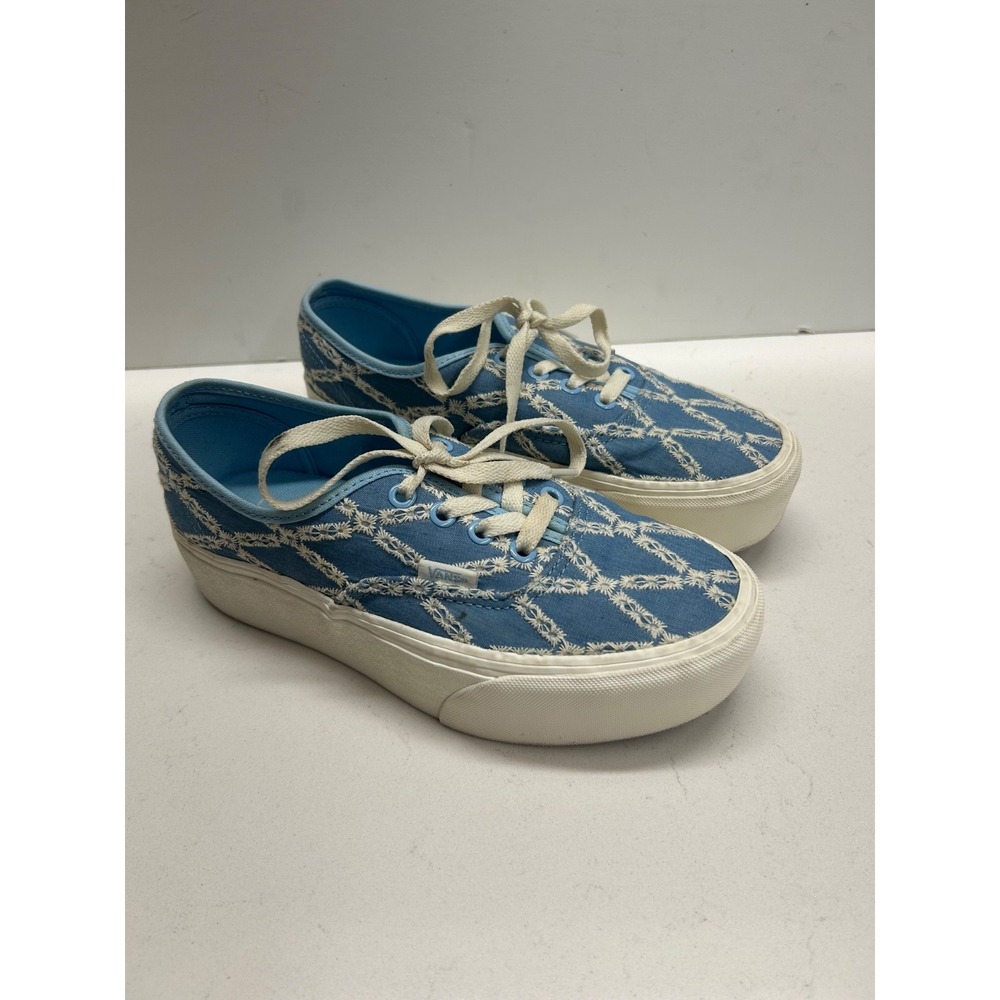 Vans Old Skool Floral Denim Platform Sneakers Size 7
